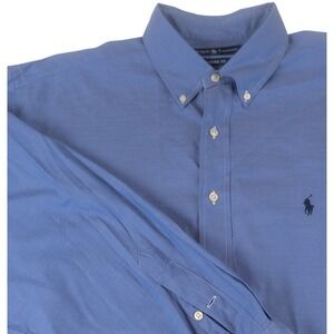 Ralph Lauren Mens Blue Long Sleeve Button‎ Down Shirt Classic Fit Size 17 1/2